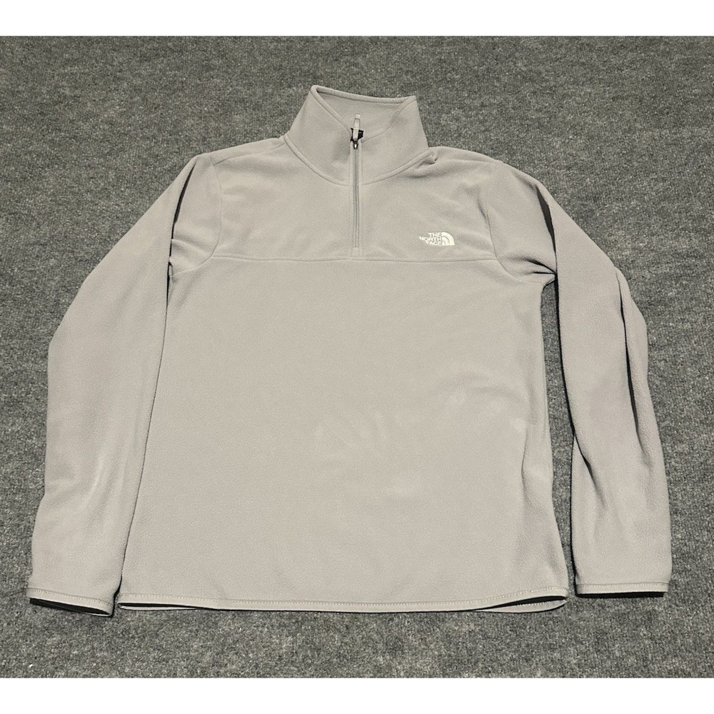 The North Face Men's Small Grey Mock Neck 1/4 Zip Fleece Pullover Sweater EUC
